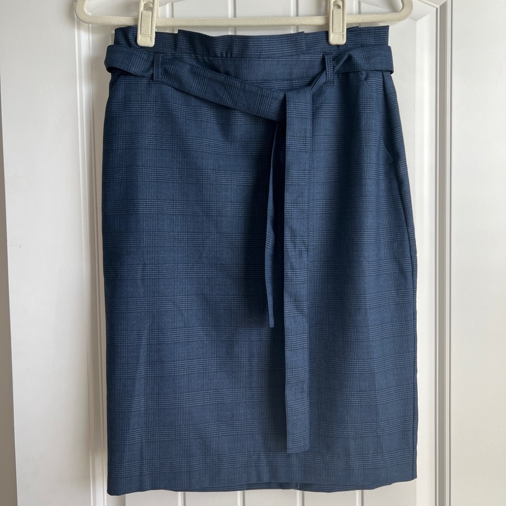 Banana Republic Blue Plaid Pencil Skirt